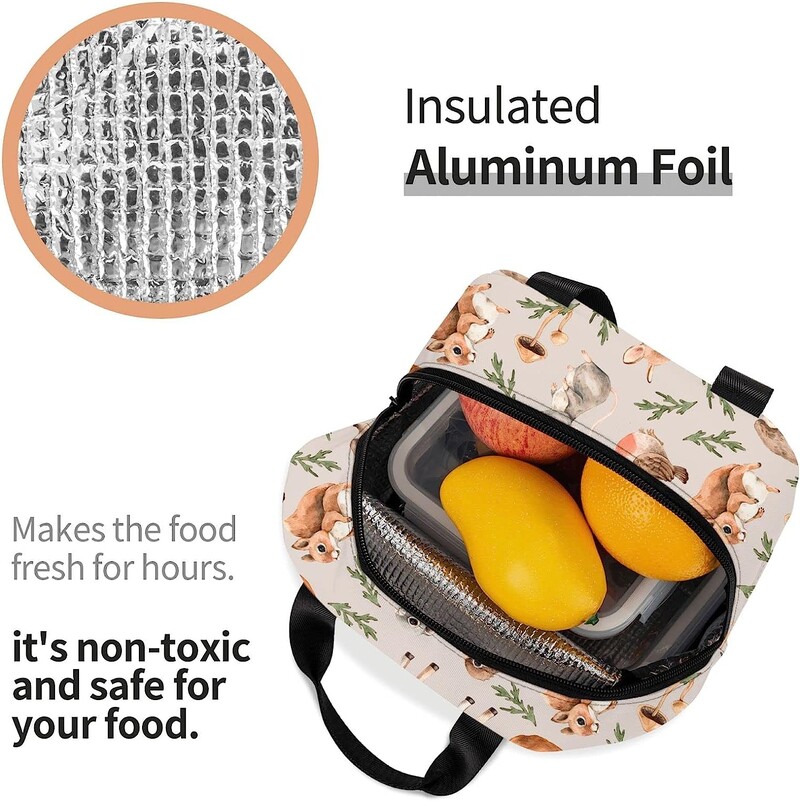 Slatke šumske životinje Torba za ručak Kompaktna torba Vjeverica Jelen Lisica Zec i jež Kutija za ručak za višekratnu upotrebu Posuda za školski rad