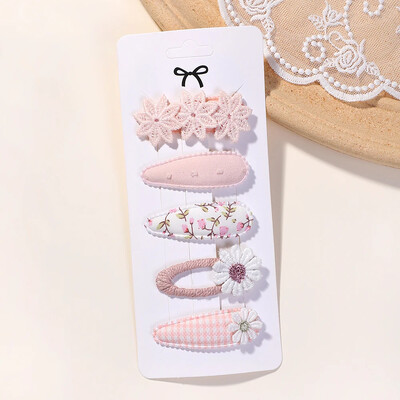 Nou set de 5 bucăți de agrafe BB pentru copii Accesorii pentru păr Bretonă dulce imprimată Agrafă pentru fete Barrette Ins Style Daisy Ornamente în ac de păr