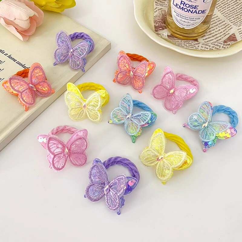 2 KOM Nove šljokice Leptir Djevojčice zavežu konjski rep Dječje elastične trake za kosu Dodaci za kosu Slatke dječje gumice za kosu Pokrivala za kosu