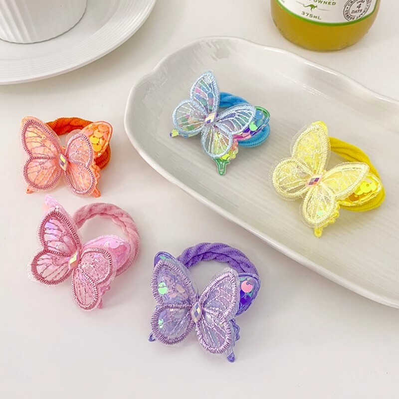 2 KOM Nove šljokice Leptir Djevojčice zavežu konjski rep Dječje elastične trake za kosu Dodaci za kosu Slatke dječje gumice za kosu Pokrivala za kosu