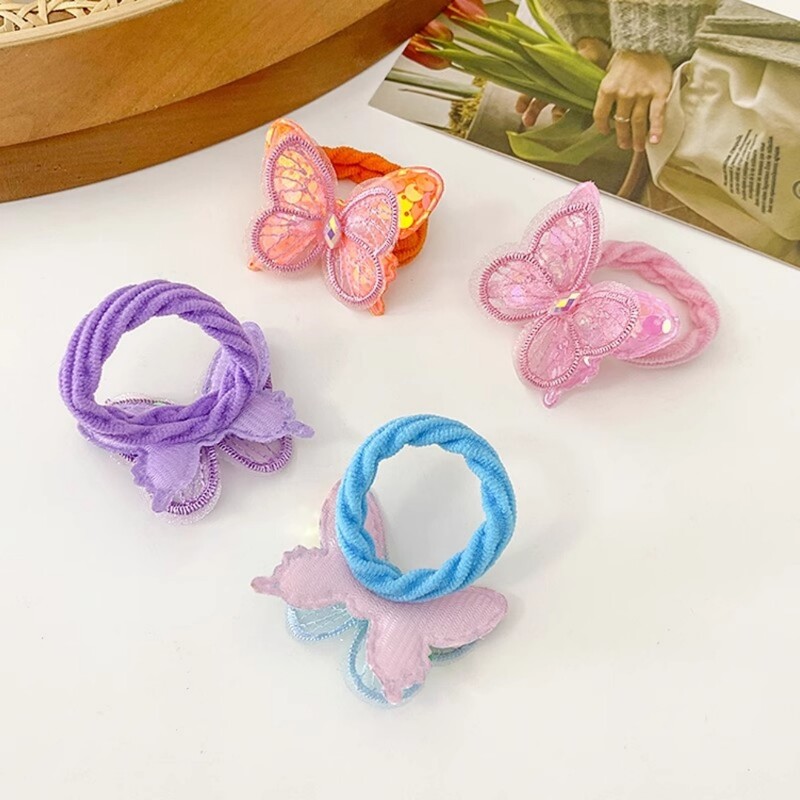 2 KOM Nove šljokice Leptir Djevojčice zavežu konjski rep Dječje elastične trake za kosu Dodaci za kosu Slatke dječje gumice za kosu Pokrivala za kosu