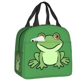 Prilagođena slatka zelena žaba torba za ručak Hladnjak, toplinski izolirane kutije za ručak za žene, djecu, školu, piknik, torbica za hranu