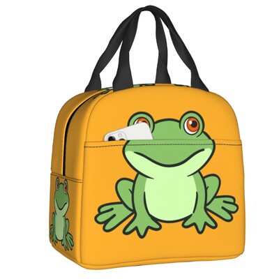 Prilagođena slatka zelena žaba torba za ručak Hladnjak, toplinski izolirane kutije za ručak za žene, djecu, školu, piknik, torbica za hranu