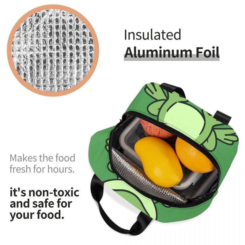 Prilagođena slatka zelena žaba torba za ručak Hladnjak, toplinski izolirane kutije za ručak za žene, djecu, školu, piknik, torbica za hranu