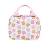 Geantă de prânz din nailon cu izolație florală, cutie de prânz cu zâmbet în carouri, cu mâner Înapoi la școală pentru călătorie Camping