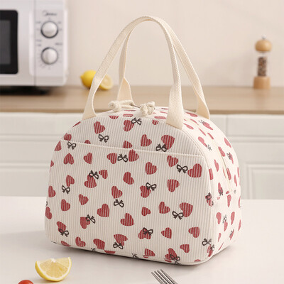 Torba za ručak Samtana toplinska izolacija Kutija za ručak Uzorak jagoda Ručna torbica za ručak Višenamjenska ženska rashladna torba za piknik