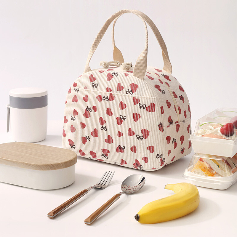 Torba za ručak Samtana toplinska izolacija Kutija za ručak Uzorak jagoda Ručna torbica za ručak Višenamjenska ženska rashladna torba za piknik