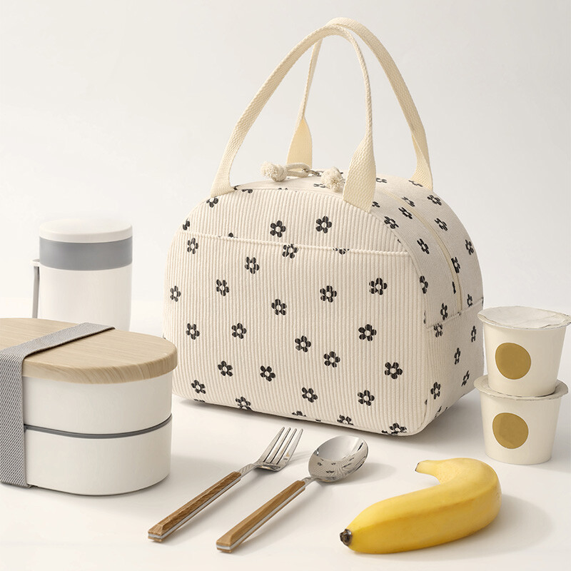 Torba za ručak Samtana toplinska izolacija Kutija za ručak Uzorak jagoda Ručna torbica za ručak Višenamjenska ženska rashladna torba za piknik
