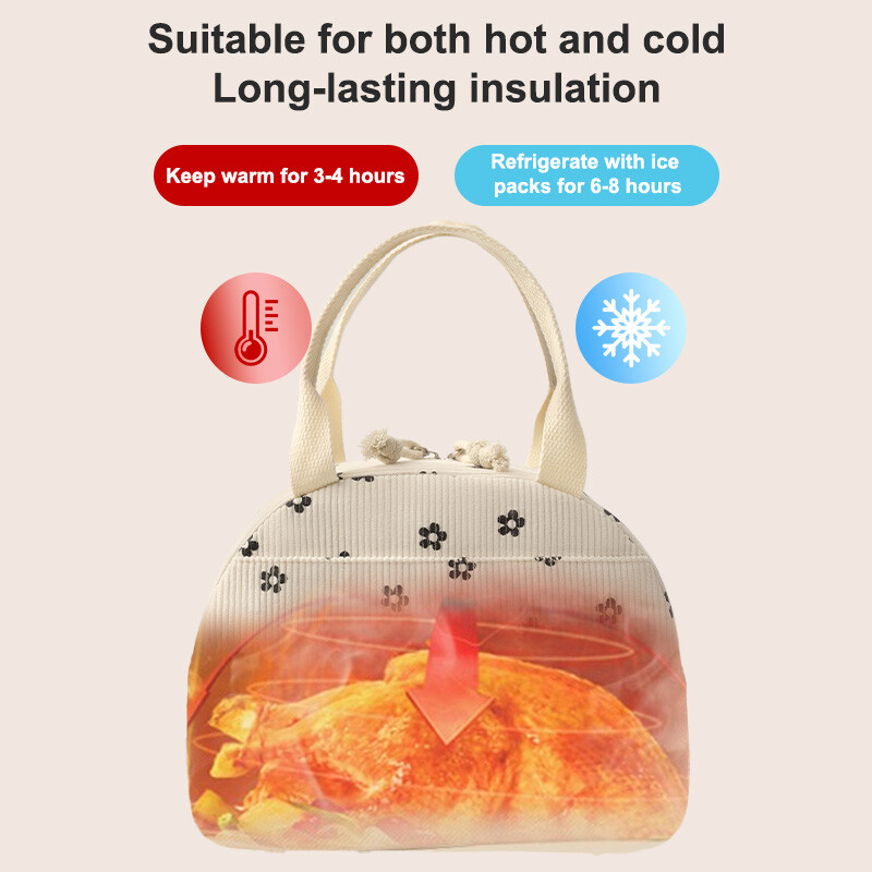 Torba za ručak Samtana toplinska izolacija Kutija za ručak Uzorak jagoda Ručna torbica za ručak Višenamjenska ženska rashladna torba za piknik