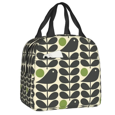 Kohandatud lillevarre Orla Kiely mustriga isoleeritud lõunakott, naistele kaasaskantav jahuti termiline lõunakarp lastele koolipiknikule reisimiseks