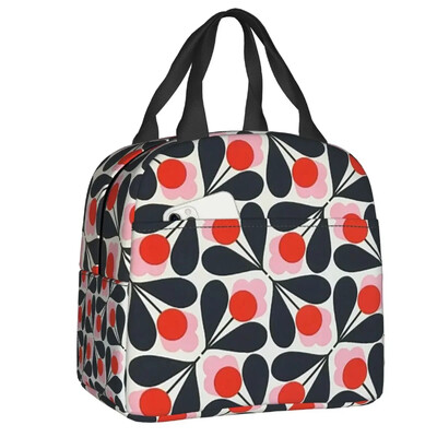 Kohandatud lillevarre Orla Kiely mustriga isoleeritud lõunakott, naistele kaasaskantav jahuti termiline lõunakarp lastele koolipiknikule reisimiseks