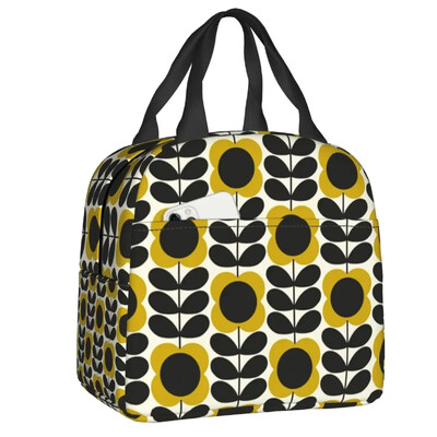 Kohandatud lillevarre Orla Kiely mustriga isoleeritud lõunakott, naistele kaasaskantav jahuti termiline lõunakarp lastele koolipiknikule reisimiseks
