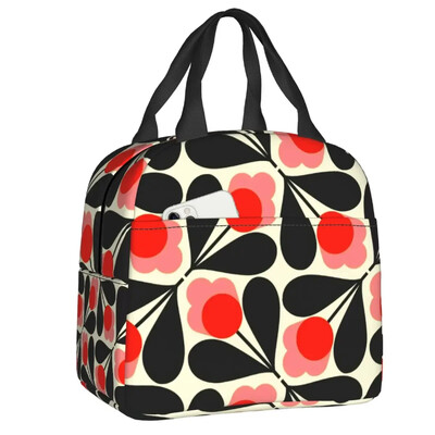 Kohandatud lillevarre Orla Kiely mustriga isoleeritud lõunakott, naistele kaasaskantav jahuti termiline lõunakarp lastele koolipiknikule reisimiseks
