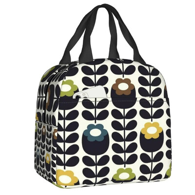 Kohandatud lillevarre Orla Kiely mustriga isoleeritud lõunakott, naistele kaasaskantav jahuti termiline lõunakarp lastele koolipiknikule reisimiseks