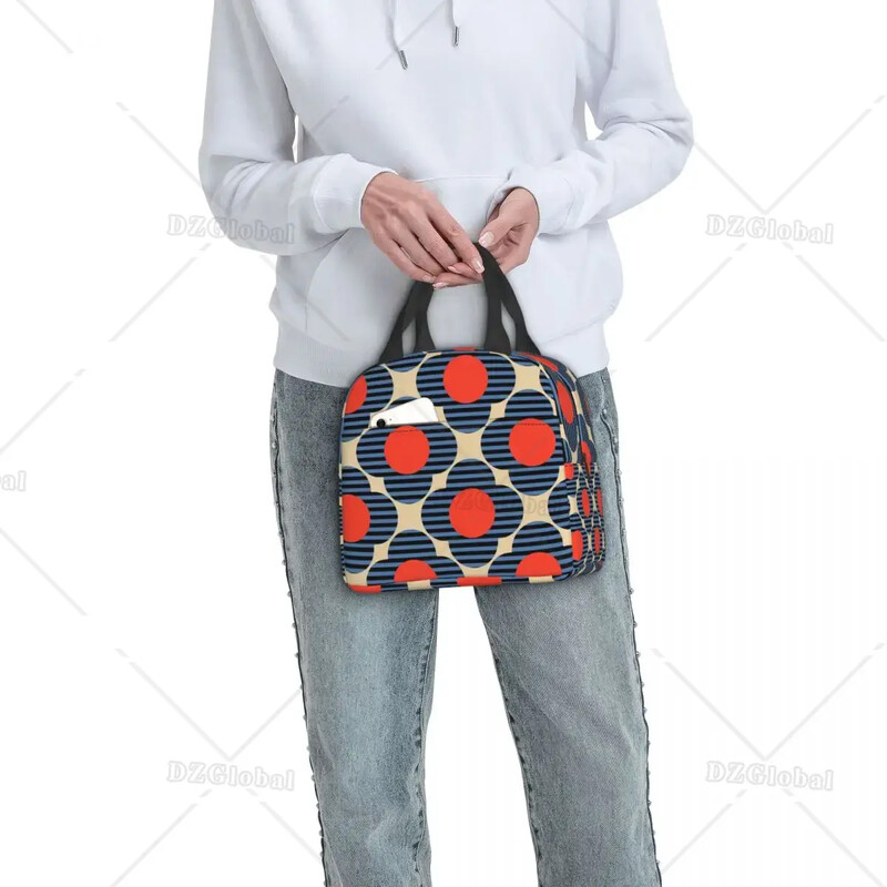 Kohandatud lillevarre Orla Kiely mustriga isoleeritud lõunakott, naistele kaasaskantav jahuti termiline lõunakarp lastele koolipiknikule reisimiseks