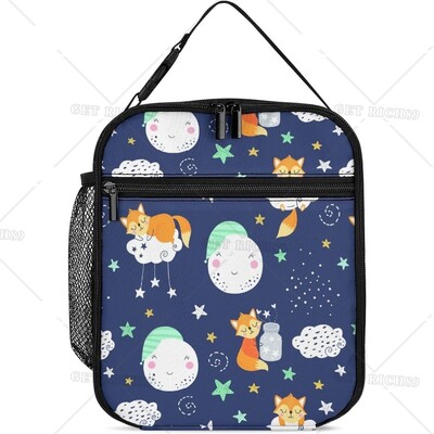 Астронавти Компютърна игра Охладител Изолирана кутия за обяд за жени Мъже Деца Цветна космическа многократна чанта за обяд за училище Работа Пътуване
