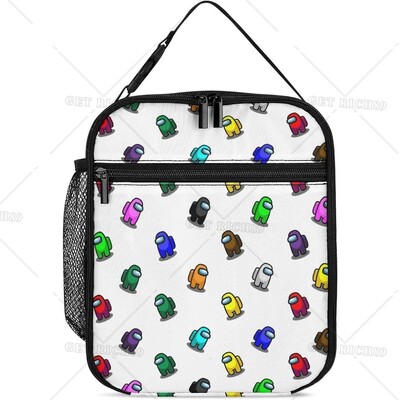 Астронавти Компютърна игра Охладител Изолирана кутия за обяд за жени Мъже Деца Цветна космическа многократна чанта за обяд за училище Работа Пътуване