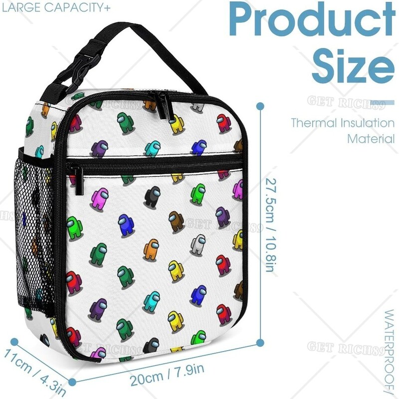 Астронавти Компютърна игра Охладител Изолирана кутия за обяд за жени Мъже Деца Цветна космическа многократна чанта за обяд за училище Работа Пътуване