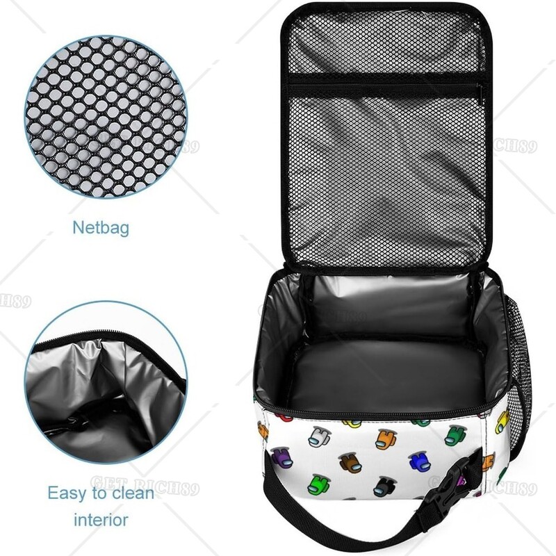 Астронавти Компютърна игра Охладител Изолирана кутия за обяд за жени Мъже Деца Цветна космическа многократна чанта за обяд за училище Работа Пътуване