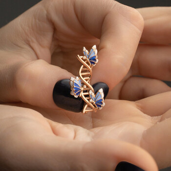 Hanreshe Medical Creative Butterfly DNA Brooch Pins Луксозна генетика Значка за ревер Биология Бижута за лекари, медицински сестри Подаръци