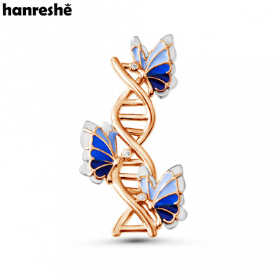 Hanreshe Medical Creative Butterfly DNA prossnõelad Luksuslikud geneetika rinnamärgid Bioloogia ehted arstide kingitused