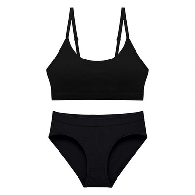 2Pcs/Set Komplet gaćica s grudnjakom Prekrasno sportsko donje rublje koje dodiruje kožu Čiste boje Komplet bešavnih gaćica s grudnjakom Dnevna odjeća