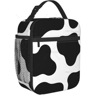Термична кутия за обяд Strawberry Cow за деца Момчета Момичета Изолирана чанта за обяд с принт на розова крава Многократна хладилна чанта за работа в училище