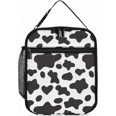 Термична кутия за обяд Strawberry Cow за деца Момчета Момичета Изолирана чанта за обяд с принт на розова крава Многократна хладилна чанта за работа в училище