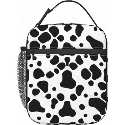 Термична кутия за обяд Strawberry Cow за деца Момчета Момичета Изолирана чанта за обяд с принт на розова крава Многократна хладилна чанта за работа в училище