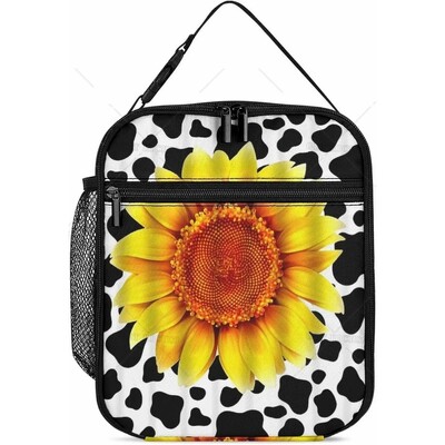 Термична кутия за обяд Strawberry Cow за деца Момчета Момичета Изолирана чанта за обяд с принт на розова крава Многократна хладилна чанта за работа в училище