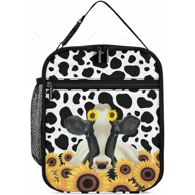 Термична кутия за обяд Strawberry Cow за деца Момчета Момичета Изолирана чанта за обяд с принт на розова крава Многократна хладилна чанта за работа в училище