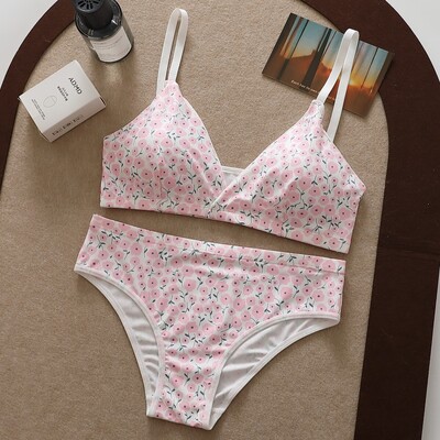 Ženski bešavni grudnjak Komplet niskih gaćica s cvjetnim printom Seksi komplet donjeg rublja Grudnjak s izrezom Sportski grudnjak Komplet ženskog donjeg rublja