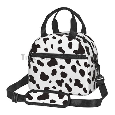 Izolirana torba za ručak s kravljim uzorkom Termalna kutija za ručak Vodootporne bento torbe Prenosna torba na jedno rame za posao, školski piknik
