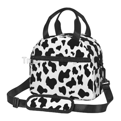 Izolirana torba za ručak s kravljim uzorkom Termalna kutija za ručak Vodootporne bento torbe Prenosna torba na jedno rame za posao, školski piknik