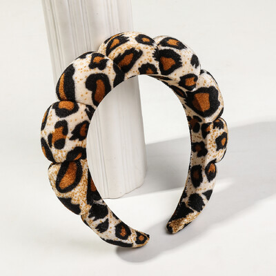 1 buc Bentiță Spa pentru spălarea feței, Banda anti-alunecare din burete leopard pentru îngrijirea pielii, pentru femei, fete, căptușite