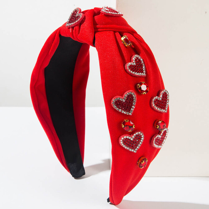 Roz dragoste inimă perla nod bentiță lată pentru cap femei Accesorii pentru păr Festival Ziua Îndrăgostiților Articole pentru cap strălucitoare pentru fete cadou