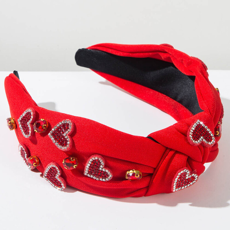 Roz dragoste inimă perla nod bentiță lată pentru cap femei Accesorii pentru păr Festival Ziua Îndrăgostiților Articole pentru cap strălucitoare pentru fete cadou