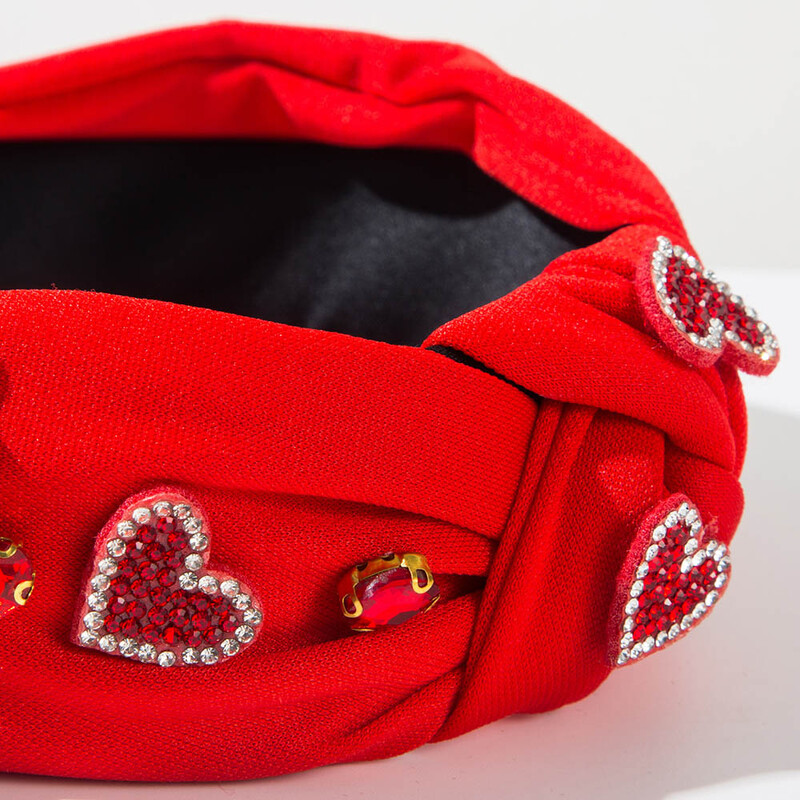 Roz dragoste inimă perla nod bentiță lată pentru cap femei Accesorii pentru păr Festival Ziua Îndrăgostiților Articole pentru cap strălucitoare pentru fete cadou