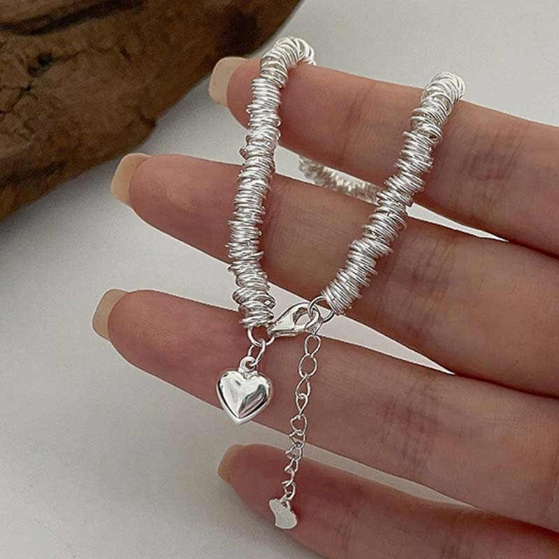 Vintage Punk Sliver Color LOVE sirds rokassprādze sievietēm Hip Hop ģeometriski bieza ķēdes rokassprādze ballīšu rotaslietas aksesuāri