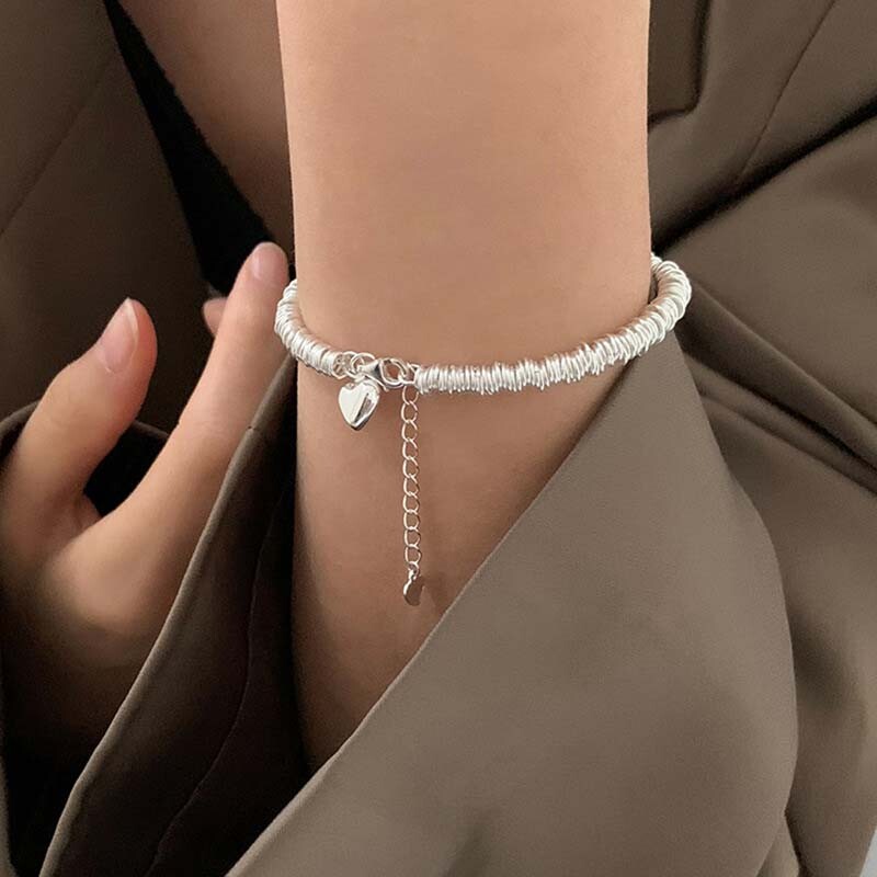 Vintage Punk Sliver Color LOVE sirds rokassprādze sievietēm Hip Hop ģeometriski bieza ķēdes rokassprādze ballīšu rotaslietas aksesuāri