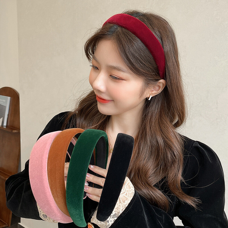 Toamnă Iarnă, pânză moale de catifea, benzi de păr căptușite cu burete pentru femei, fete, cumpărături casual, spălarea feței, accesorii de păr