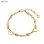 JeeMango Tiki od nehrđajućeg čelika Ljubavno srce Dvoslojna lančana narukvica za žene Modni vintage vjenčani nakit Narukvica JB24085