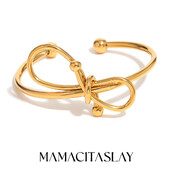 MamacitaSlay Brățări populare de culoare argintiu, placate cu aur, brățări rezistente la apă, bijuterii la modă din oțel inoxidabil pentru femei