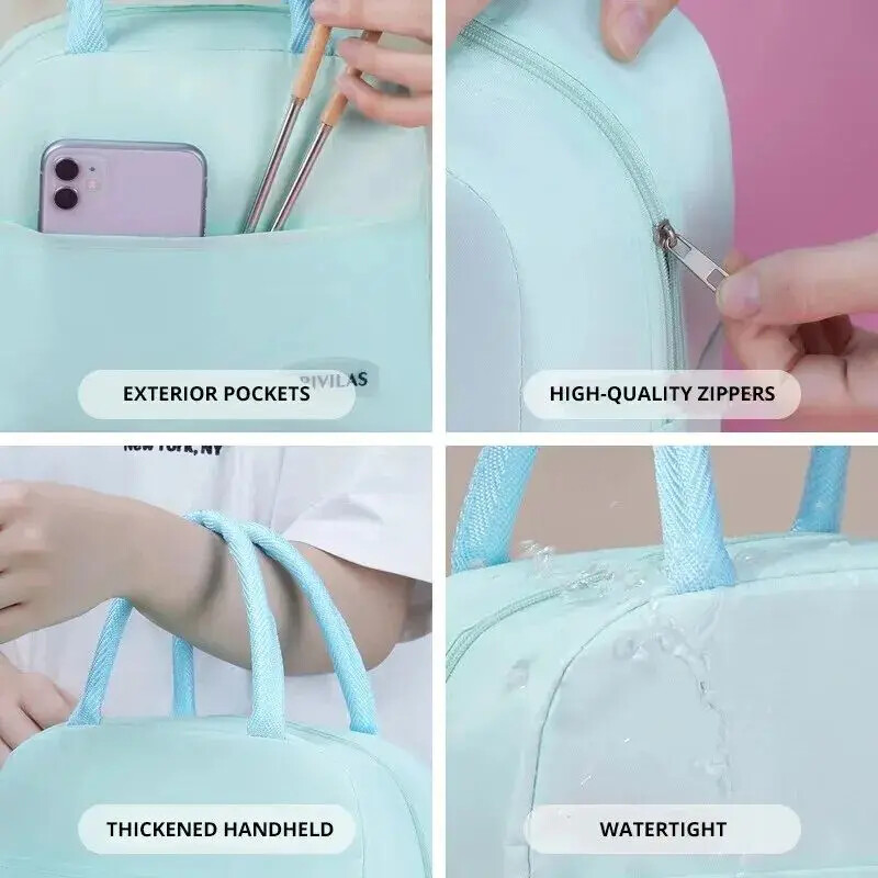 1 bucă geantă portabilă termică pentru prânz, portabilă de mare capacitate, impermeabilă, rezistentă la scurgeri, durabilă, pentru cină pentru studenți, husă Bento, birou în aer liber