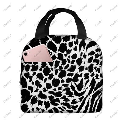 imprimeu leopard, folie de aluminiu portabilă, geantă de prânz izolată, îngroșată, pungă de masă, imprimată, impermeabilă, izolată.