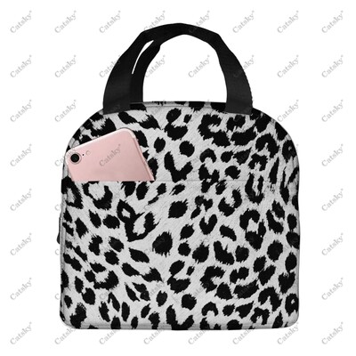 imprimeu leopard, folie de aluminiu portabilă, geantă de prânz izolată, îngroșată, pungă de masă, imprimată, impermeabilă, izolată.