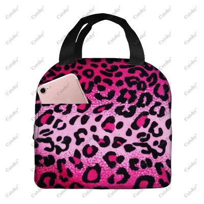 imprimeu leopard, folie de aluminiu portabilă, geantă de prânz izolată, îngroșată, pungă de masă, imprimată, impermeabilă, izolată.