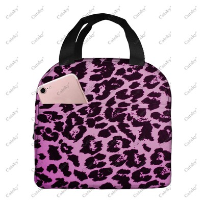 imprimeu leopard, folie de aluminiu portabilă, geantă de prânz izolată, îngroșată, pungă de masă, imprimată, impermeabilă, izolată.