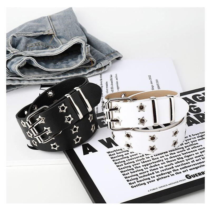 Moda Europa și Statele Unite ale Americii cureaua cu orificiu plin feminin hip-hop punk tendință dublu rând curea cool lanț decorare masculin larg