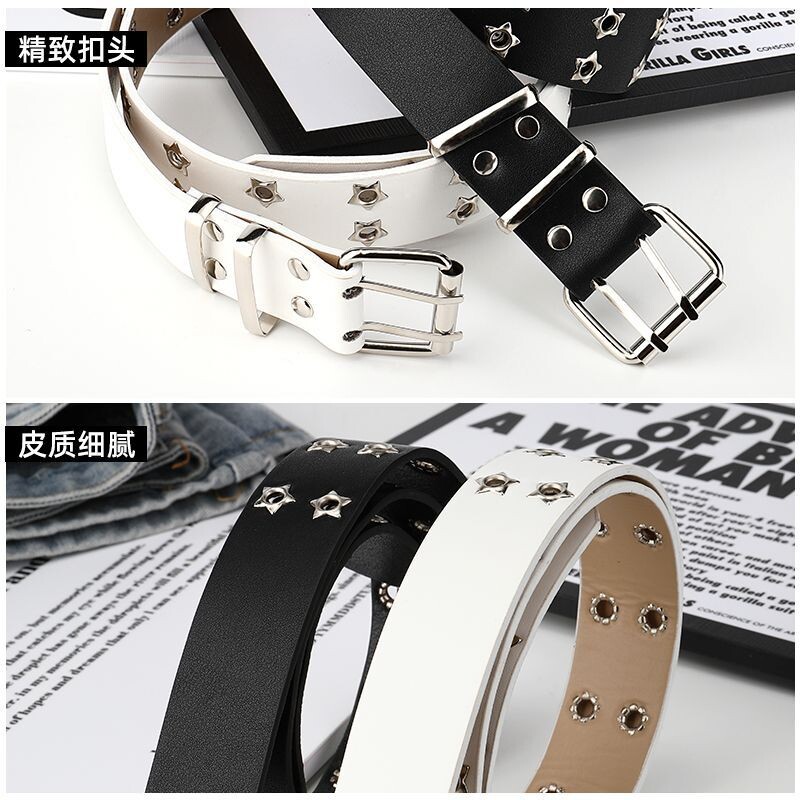 Moda Europa și Statele Unite ale Americii cureaua cu orificiu plin feminin hip-hop punk tendință dublu rând curea cool lanț decorare masculin larg